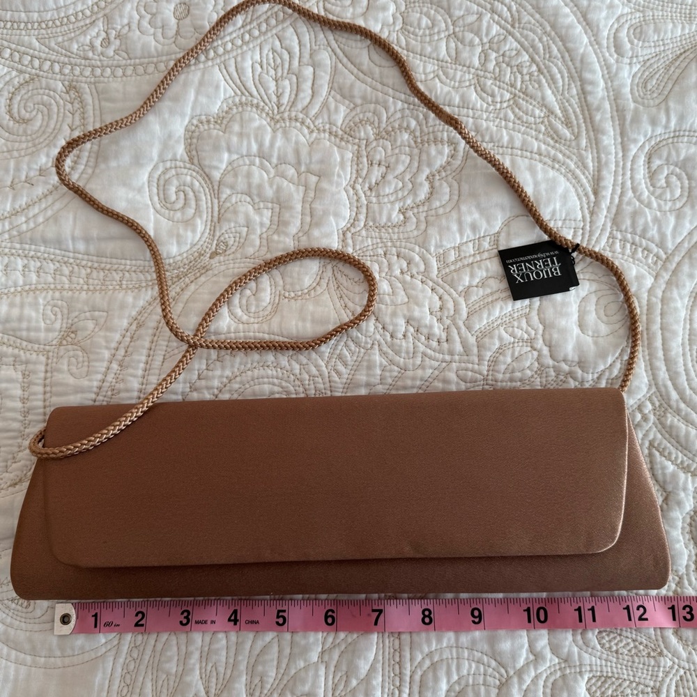 Brown satin evening bag NWT